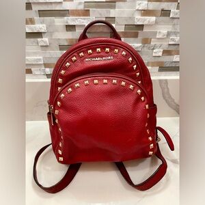 Michael Kors Red Backpack with Gold Studs